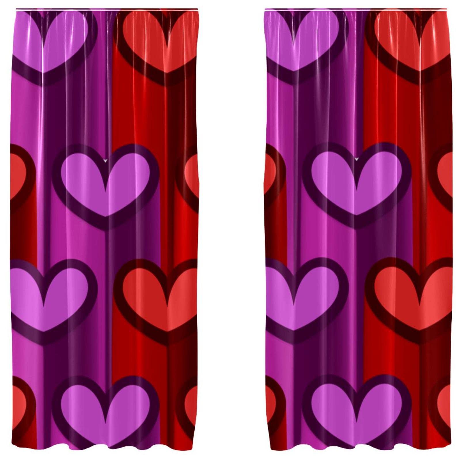 Cortinas para ventana con corazones 3D que llenan de amor y color tu sala de estar o dormitorio