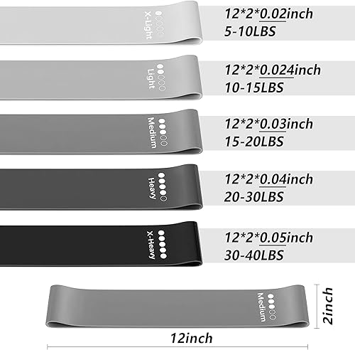 Miniatura 2 de Resistance Bands for Working Out, Exercise Bands Set of 5, Elastic Bands for Exercise with Workout Guide and Carry Bag, Fitness Bands for Strength