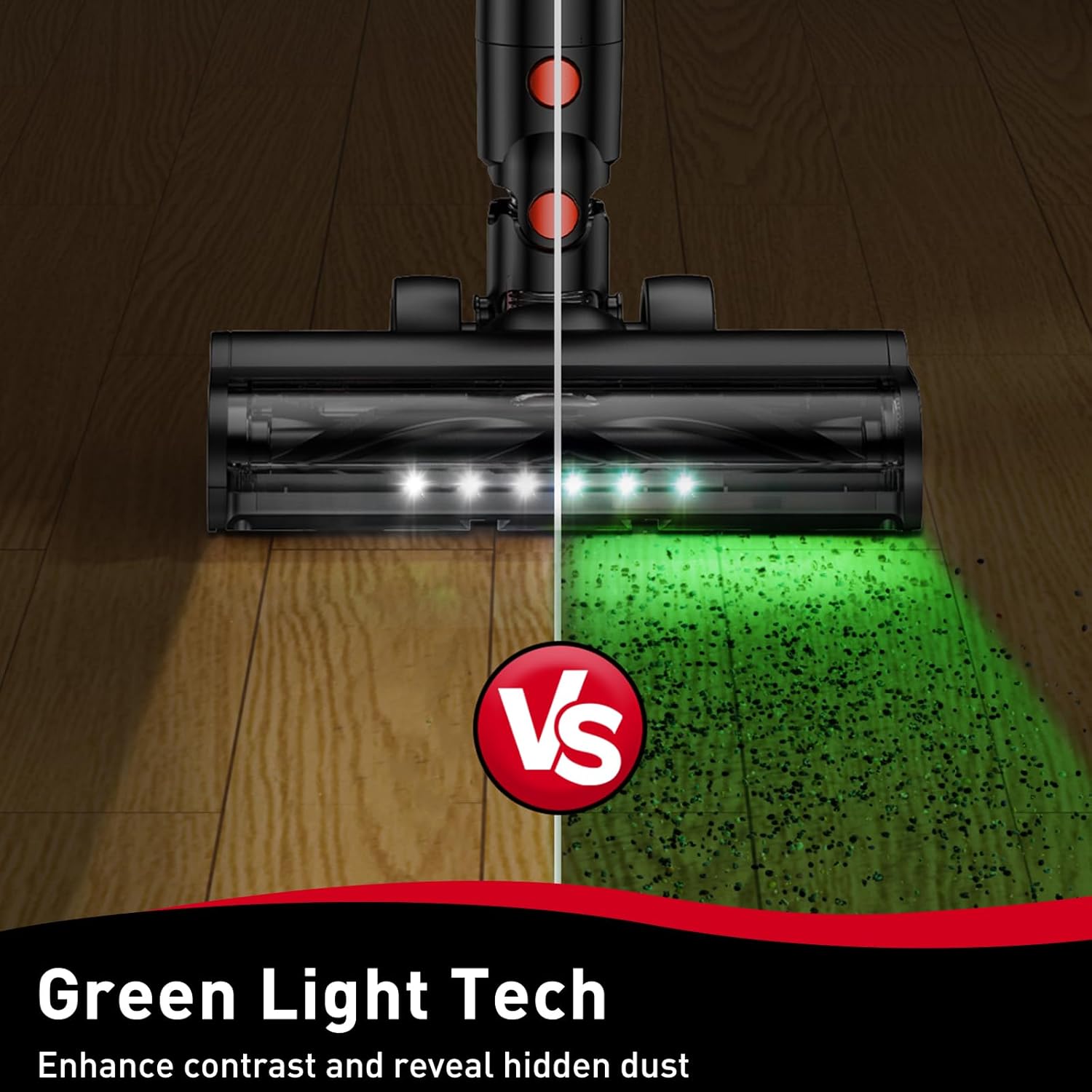 Cordless Vacuum Cleaner, 45KPA 8-in-1 Vacuum Cleaners for Home, 45Mins Runtime, Anti-Tangle Stick Vacuum with LED Display, Rechargeable Lightweight Vacuum for Pet Hair/Carpet/Floor (Red)