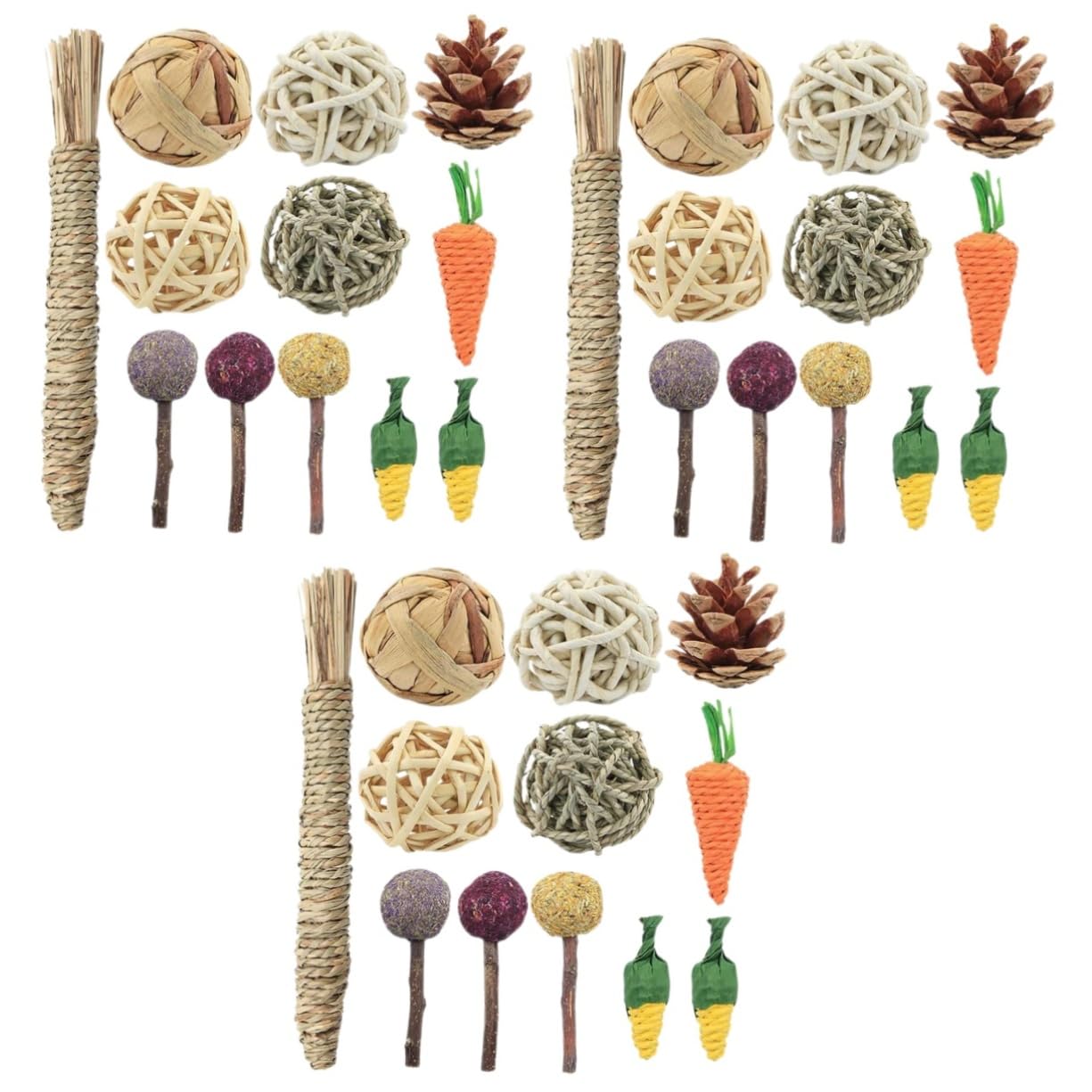 BESPORTBLE 36pezzi Giochi Da Masticare Per Conigli e Criceti Di Accessori Rattan Per Animali Domestici Sicuri e Resistenti Per Cavi e Cincillà Divertenti e Stimolanti Per Gioco e Esercizio