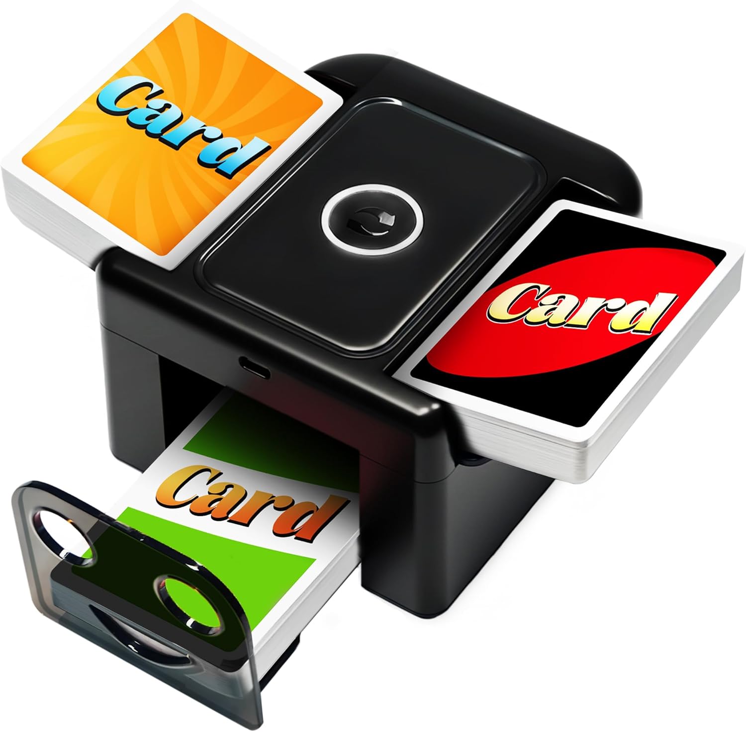 CrazyOwl Automatic Card Shuffler Machine, Card Shuffler and Dealer for 1–2 Decks, Quiet Rechargeable Electric Card Shuffler for Poker, UNO & Card Games,Classic Black (Shadow Black)