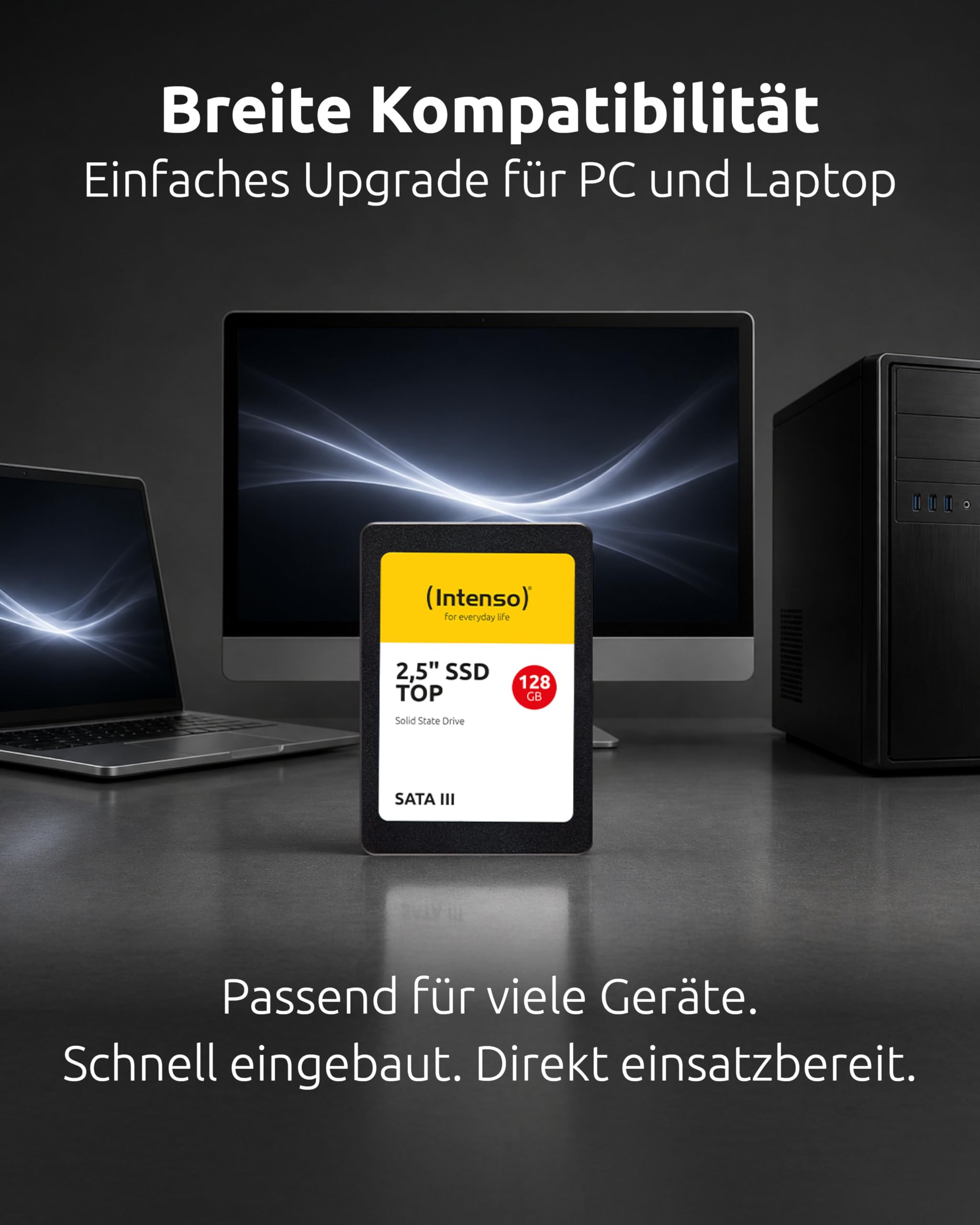 Intenso 2,5" SSD SATA III Top Pack (2 × 128 GB) - SSD veloce e antiurto per PC e notebook, fino a 550 MB/s in lettura, 500 MB/s in scrittura, confezione da 2, nero