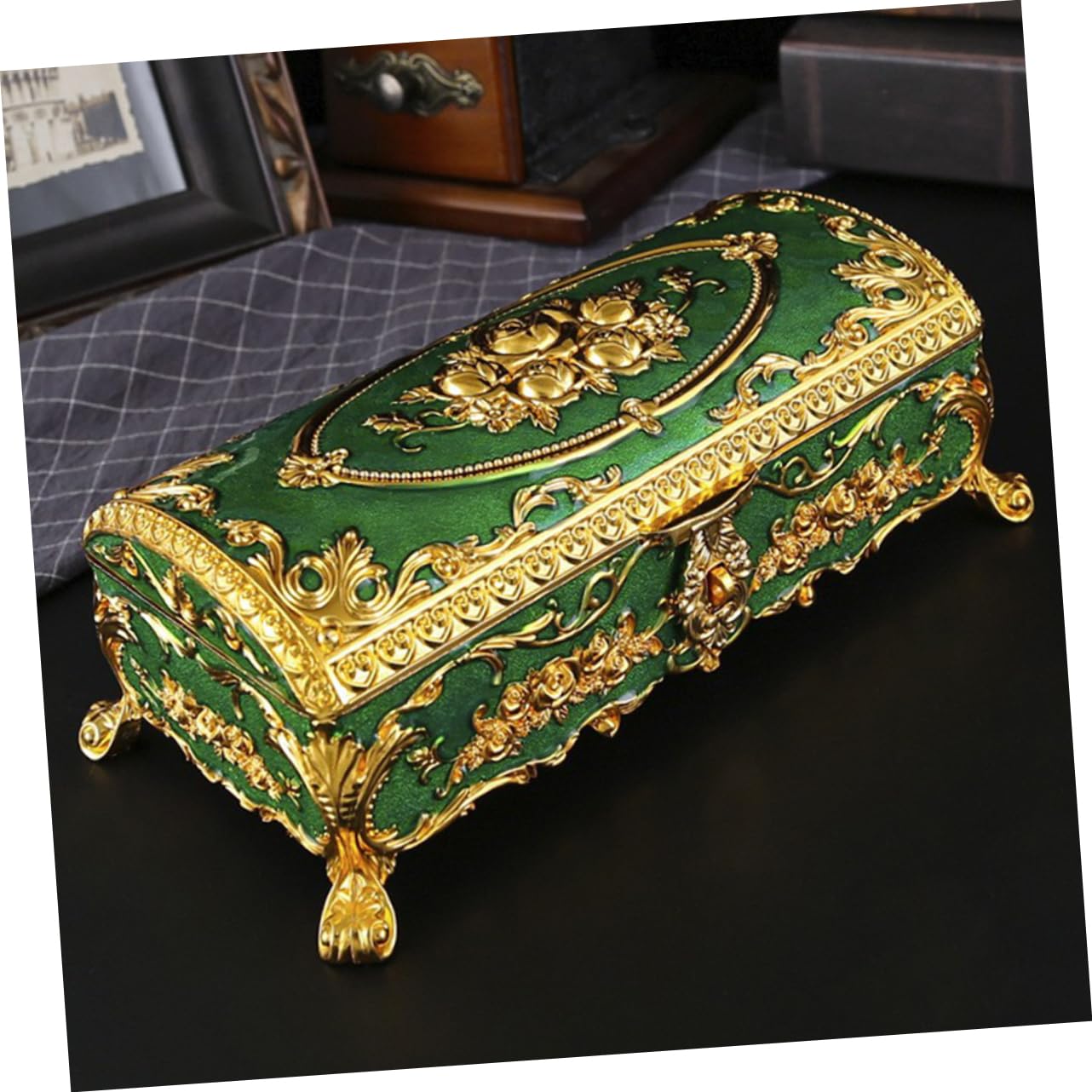 Holibanna Vintage Schmuckschatulle Im Europäischen Stil, Schatzorganisator Mit Fuß Für Die Kommode
