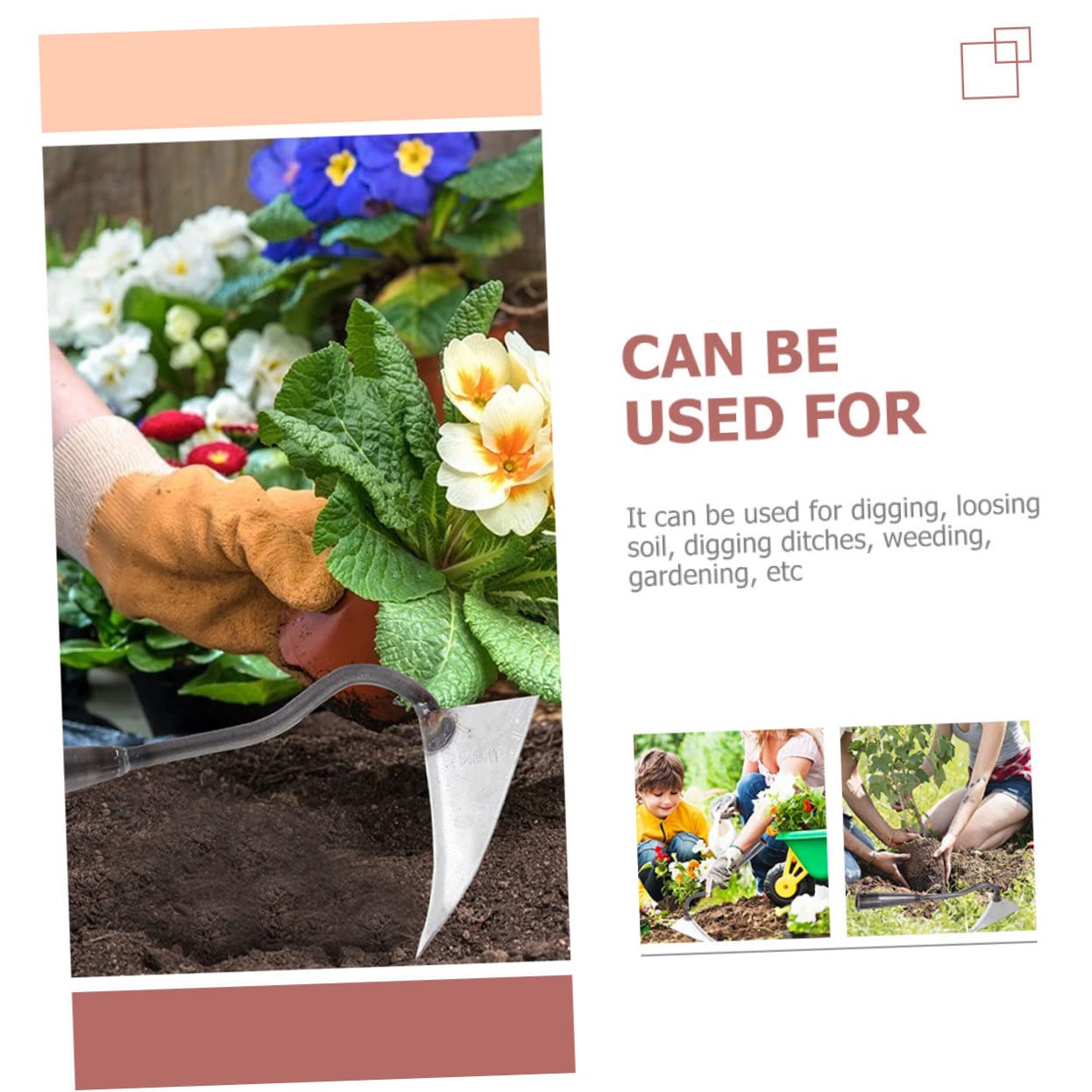 Attrezzo Sarchiatore da Giardino per Giardinaggio Strumento Triangolare in Ferro per Arare e Allentare Terreno, Risparmio Energetico per Orto e Fiori