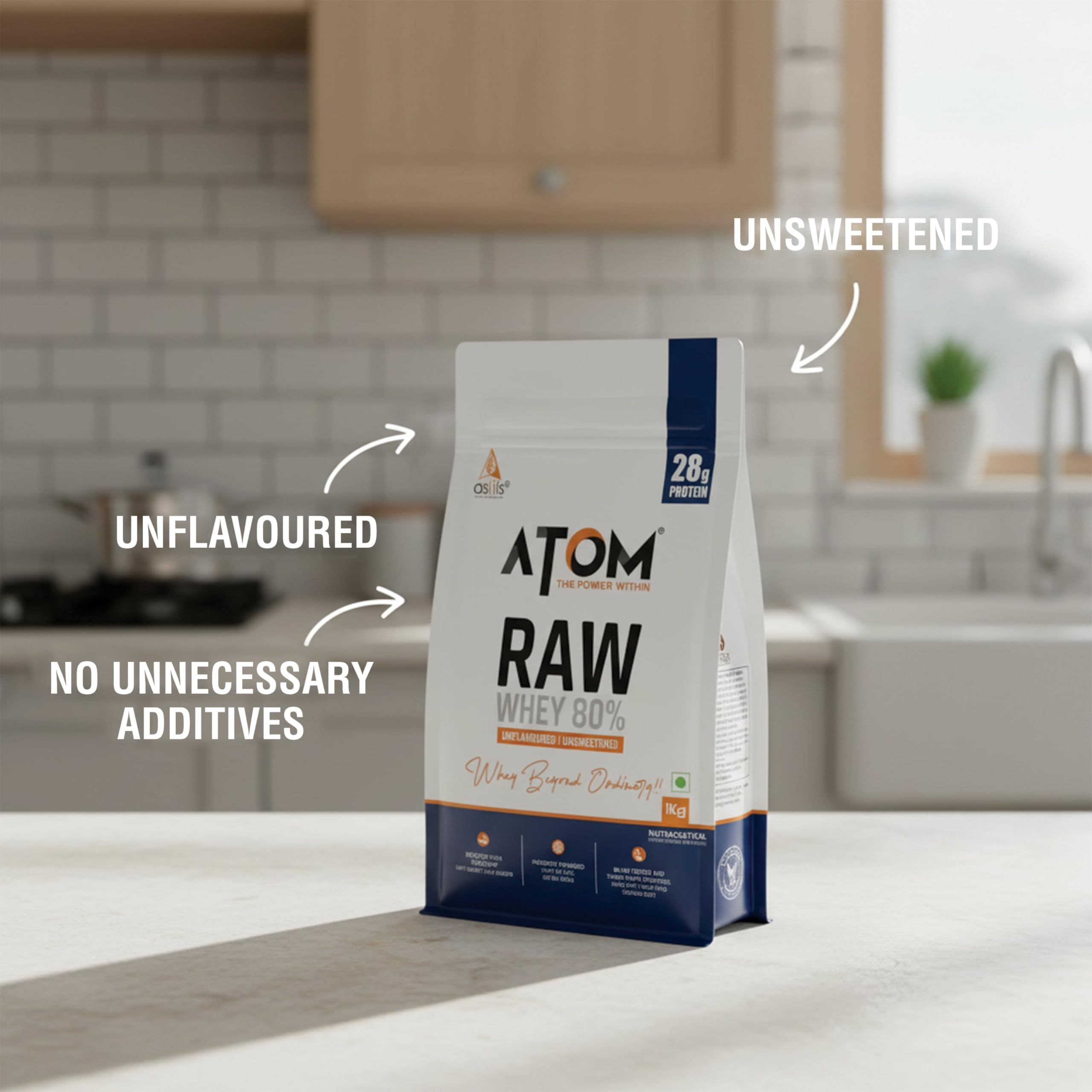 AS-IT-IS ATOM Raw Whey Protein 1kg with Enzymes | 28.5g Protein | USA Labdoor certified | 6.4g BCAA — Amazon image 6
