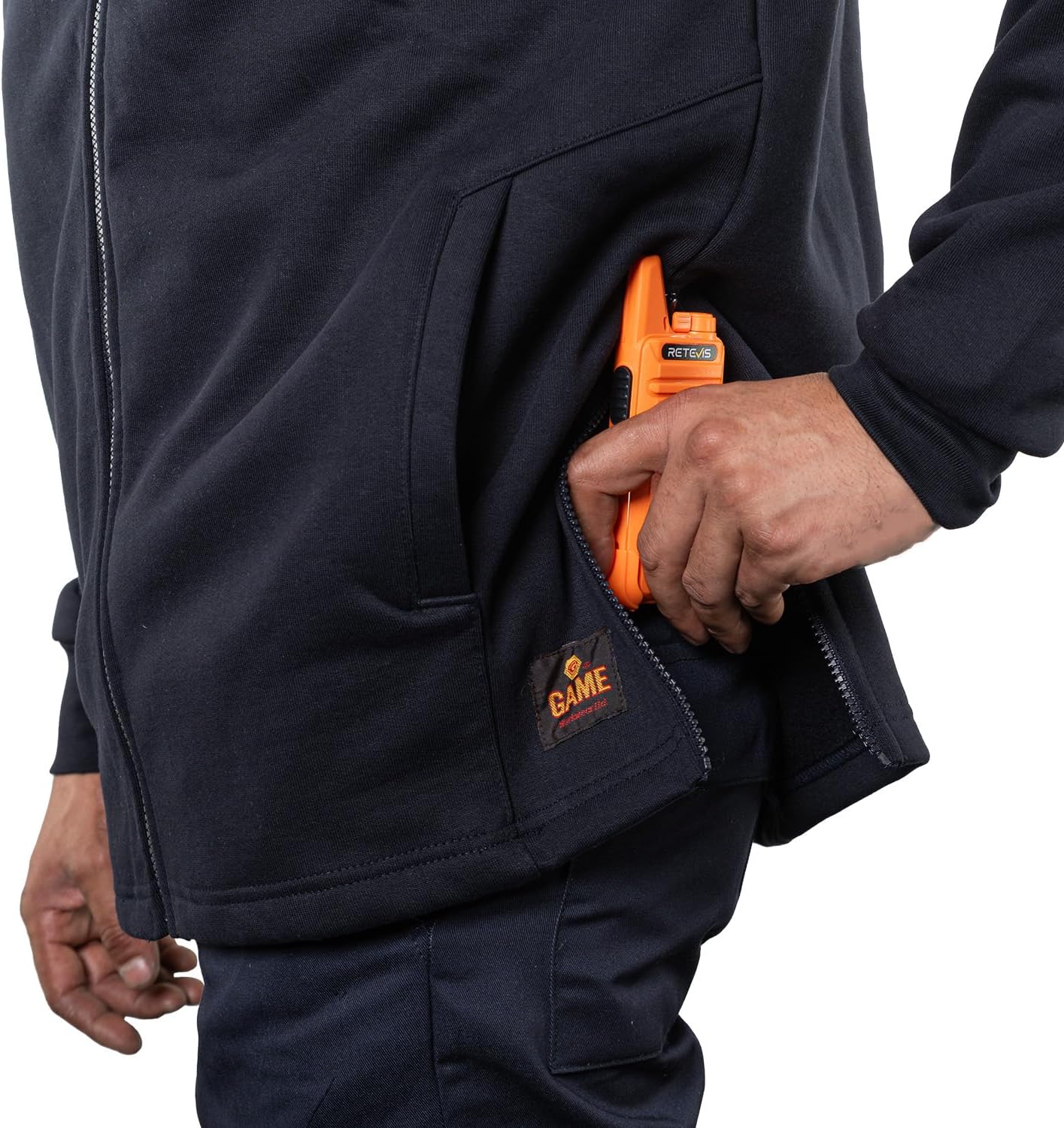 GAME Apparel The Next-Gen Station Job, Navy Fleece Pullover with Full Zip, Style #8565