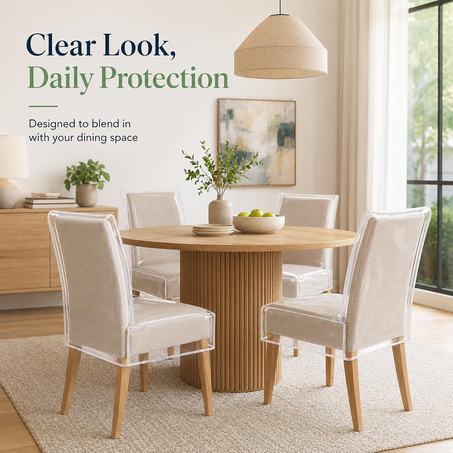 Plastic Dining Chair Covers, Clear Waterproof Chair Covers, Kitchen Chair Protectors, Keep Your Chair Away from Water Dust Stain and Pet Claws, W/21 x D/18 (Fits 16-23",1 Pack)