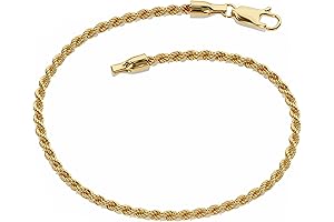 14K Solid Gold Rope Chain Bracelet for Women | 10 kt yellow gold bracelet