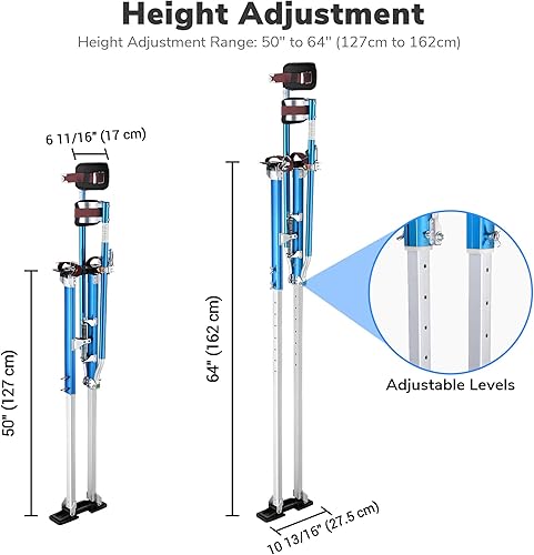Miniatura 3 de Yescom Zancos profesionales para paneles de yeso de 50 a 64 pulgadas, herramienta de aluminio ajustable con almohadillas cómodas para patas para