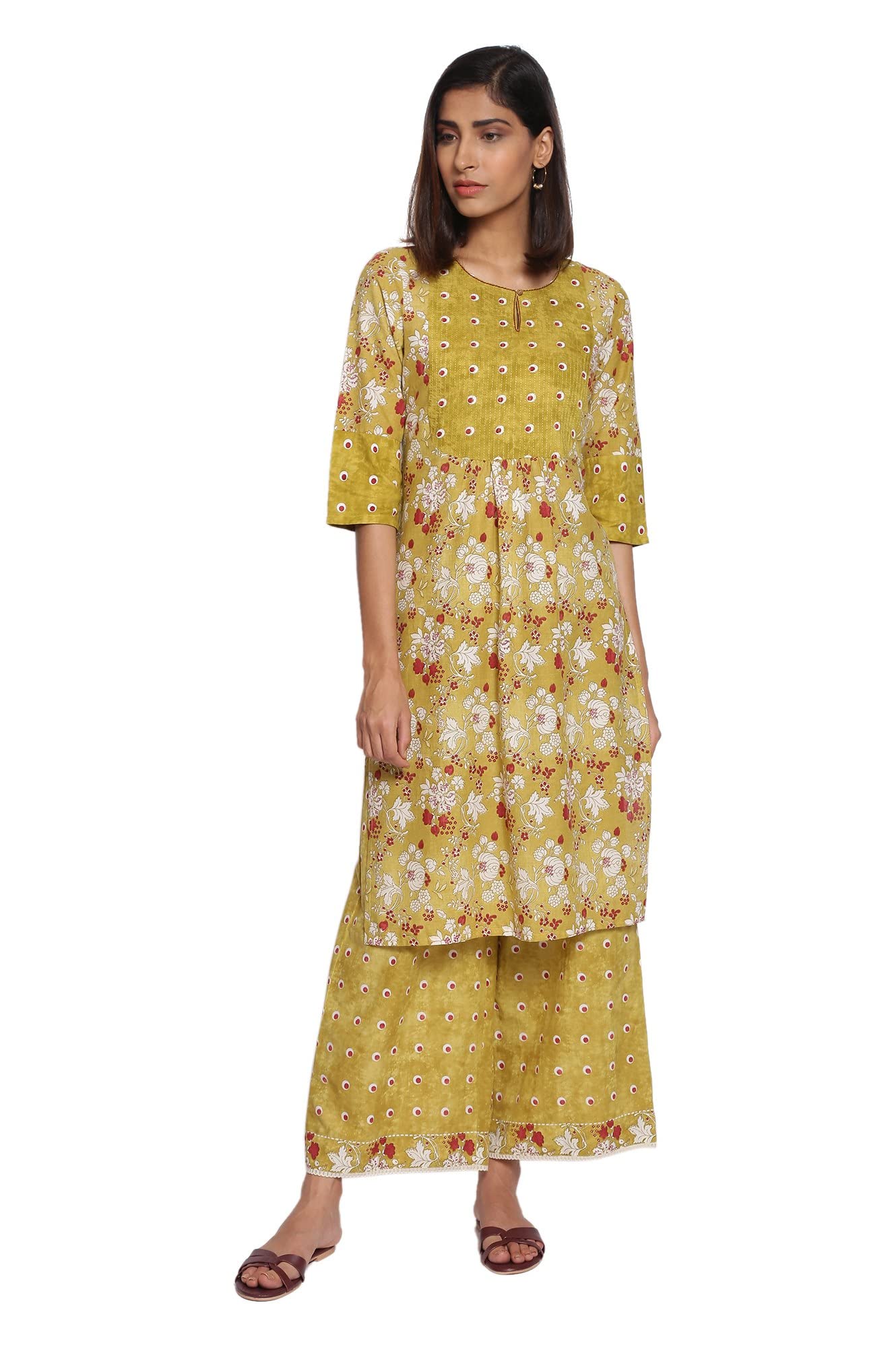 Wishful By Wwomens Celery Green Kurta-Parellel Pants Set