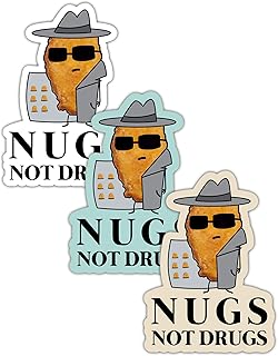 United by Color Nugs Not Drugs Sticker (3 Pack) - Waterproof Fade Resistant Funny Sticker Chicken Nuggets - Used for Water Bottle, Laptop, Tumblers, Mugs, Notebook, Helmet