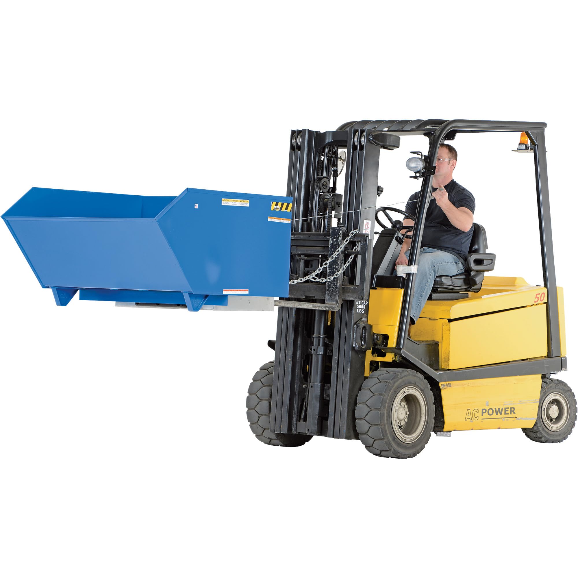 Low-Profile Self-Dumping Forklift Hopper, 1 Cubic Yard 4000 Lb. Cap, Vestil H-100-MD