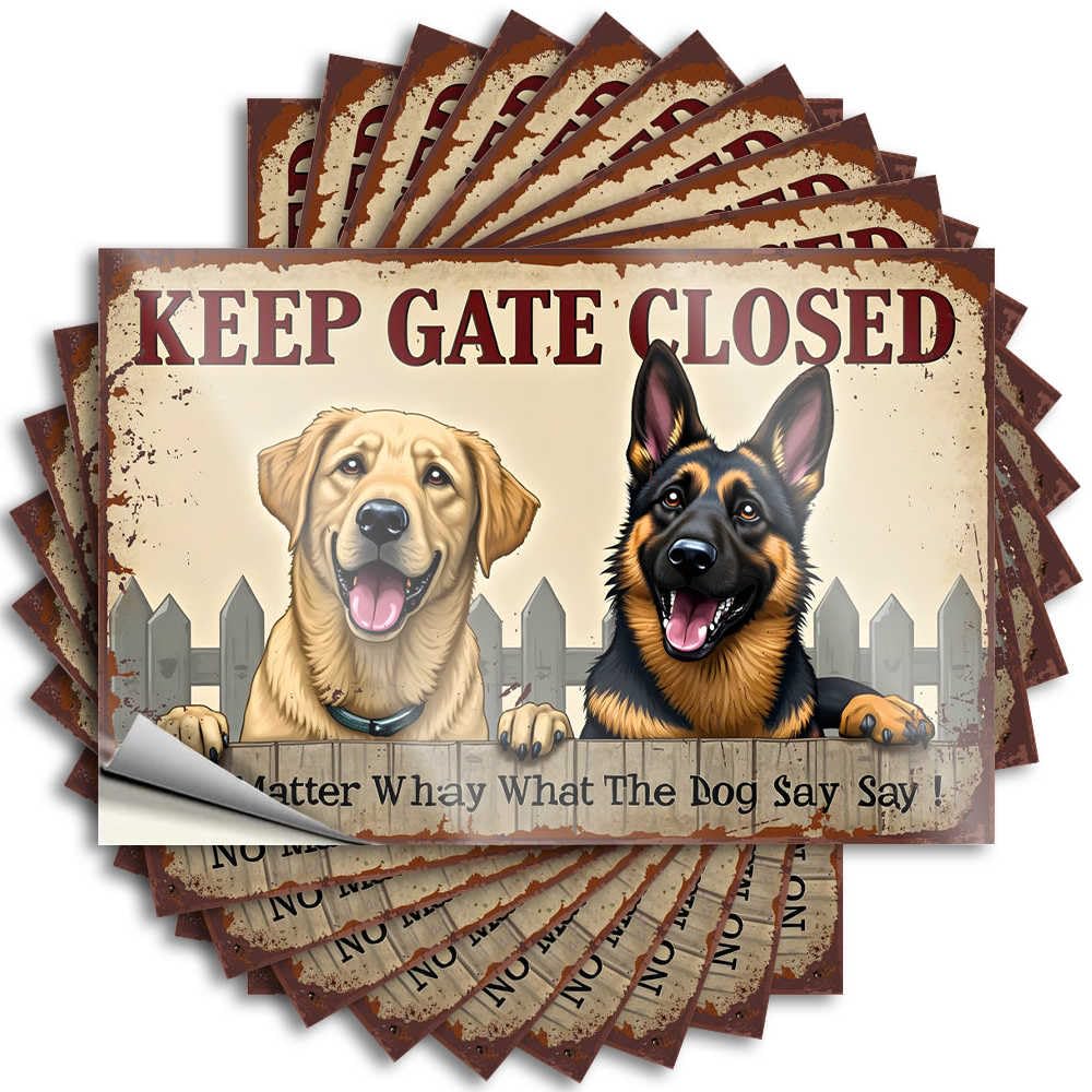 Tattoos - Mini Window Keep Gate Closed: A Dog's Best Friend's Warning Sign for Narrow Vintage Home Decor(8X12CM)