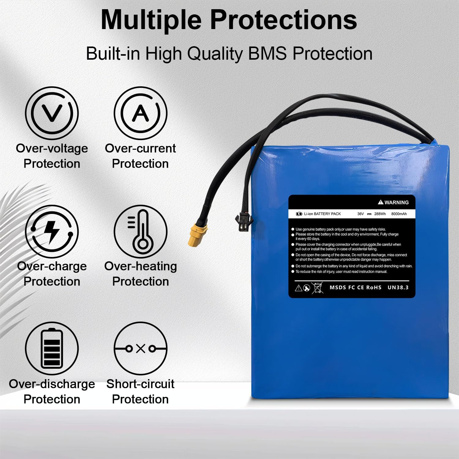 36V 8Ah Electric Scooter Battery Compatible for Phantomgogo R1 Electric Scooters 36V Electric Scooter Replacement Battery 288Wh Li-ion Power Batteries, Size: 7.68 * 5.2 * 1.50 inch