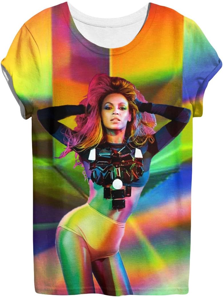 Chinkeyed Women's Beyonce T-shirt Digital Print 3D Tops Kids Vest (Small)