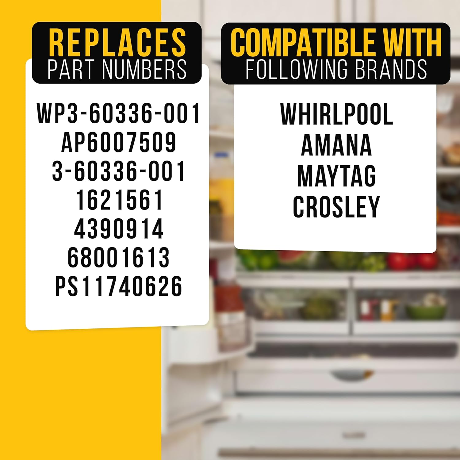 PartsBroz WP3-60336-001 Evaporator Fan Motor - Compatible with Whirlpool Maytag Amana Crosley Refrigerator - Replaces 3-60336-001 AP6007509 PS11740626 DUF570WDD01 EV171NYMQ00 EVL165NXRQ03