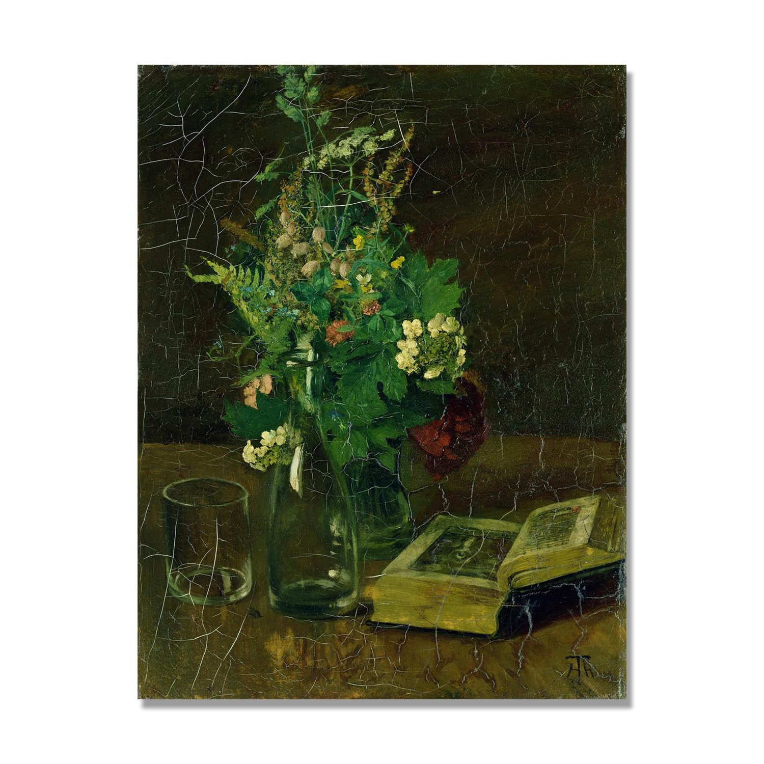 NHLDZYH Hans Thoma Style Canvas Wall Art - (Untitled 19), German Romantic Realism Painting with Symbolic Nature, Rustic Country Home Decor. 70x90cm-27.6x35.4in. Only Canvas