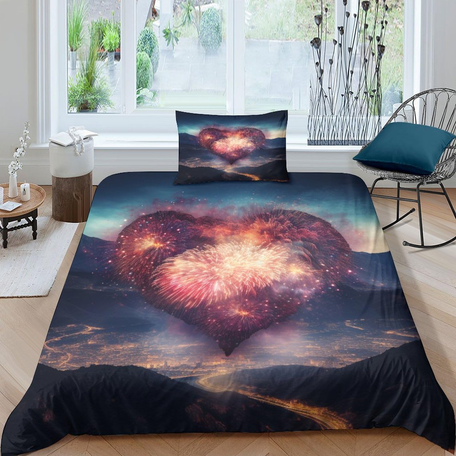 Parure de lit Love Fireworks 135x200 pour une chambre d'enfant ou d'étudiant cocooning