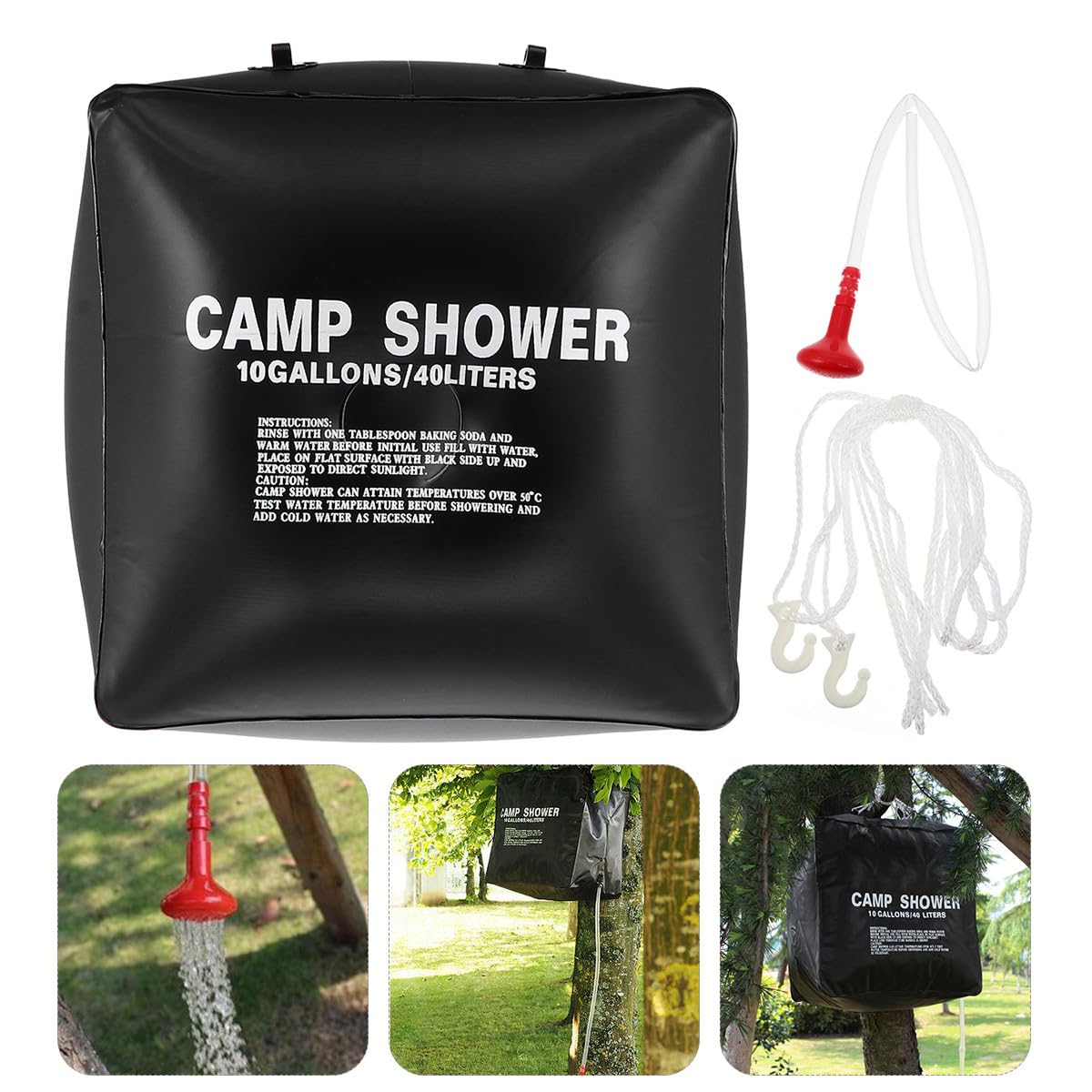 Bolsa de Ducha Solar Portátil 40L para Camping Bolsa de Agua Calentamiento Solar de PVC Duradero para Acampar y Ducha Exterior Adecuado para Senderismo y Viajes al Aire Libre