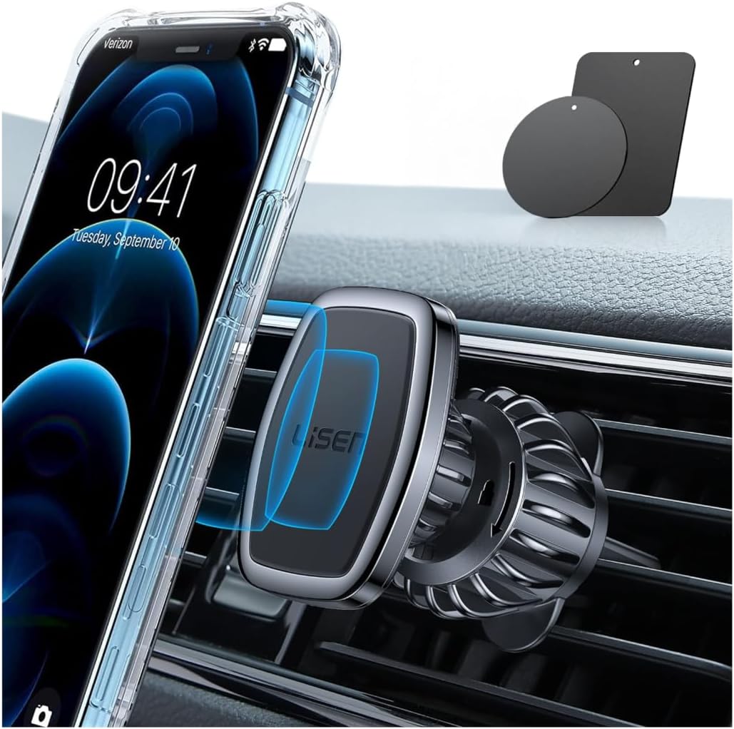 LISEN Magnetic Mobile Holder for Car, [Easily Install] Car Mobile Holder Mount [6 Strong Magnets] Phone Holder for Car Case Friendly iPhone Mobile Stand for Car Fits with All Smartphones & Tablets