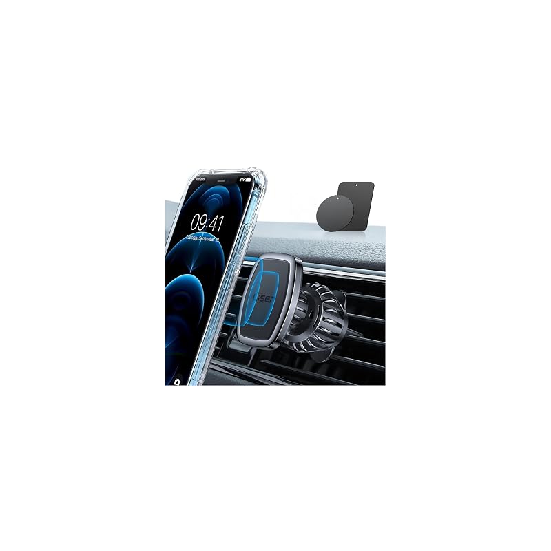 Suporte magnético para celular no carro LISEN LV633 com gancho ajustável para saída de ar, rotação de 360° e 6 ímãs, preto