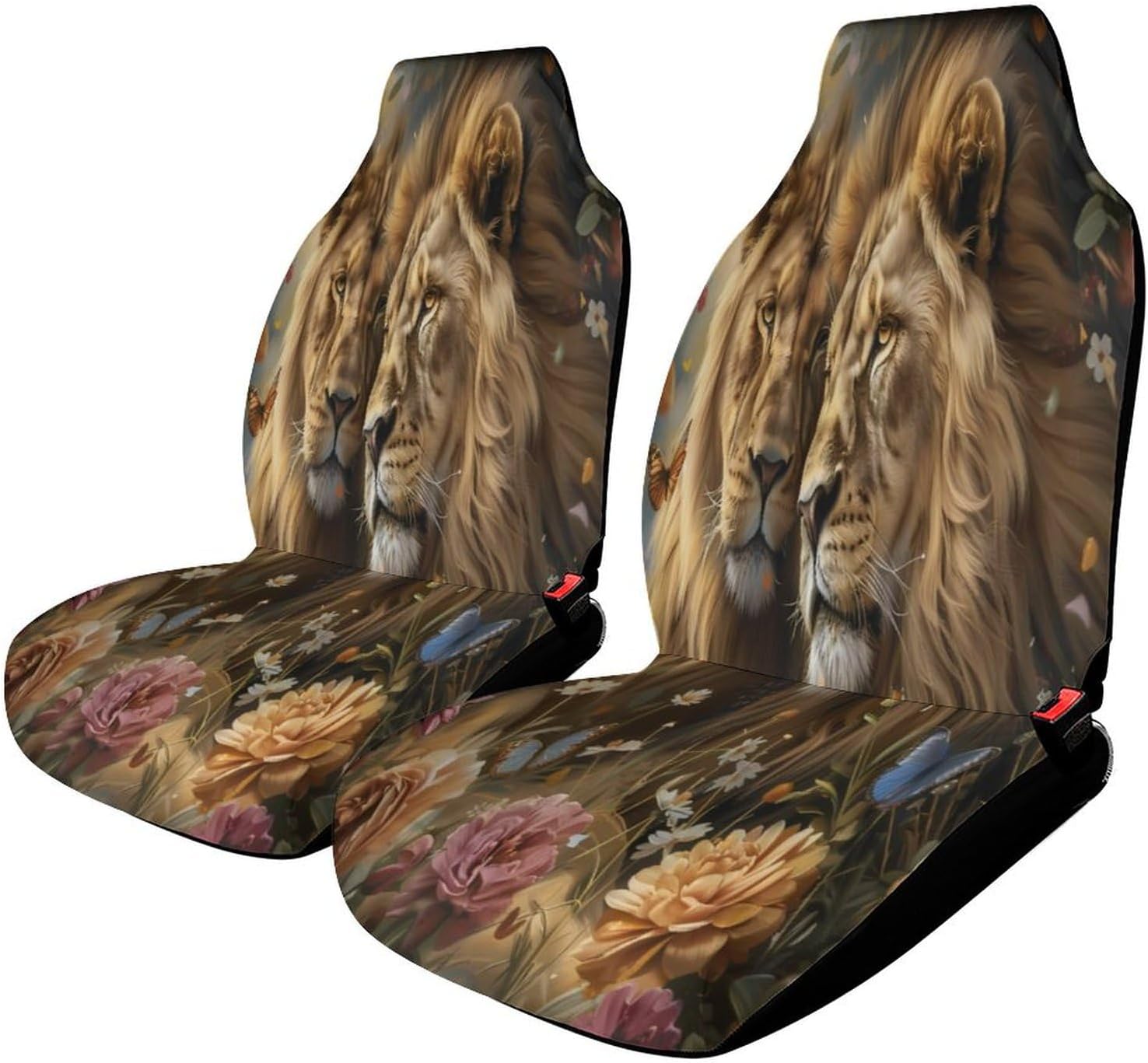 Couple Lions in Love Car Seat Covers Automotive Seat Covers Car Seat Protector Auto Front Seats Protector for Most Cars 2PCS
