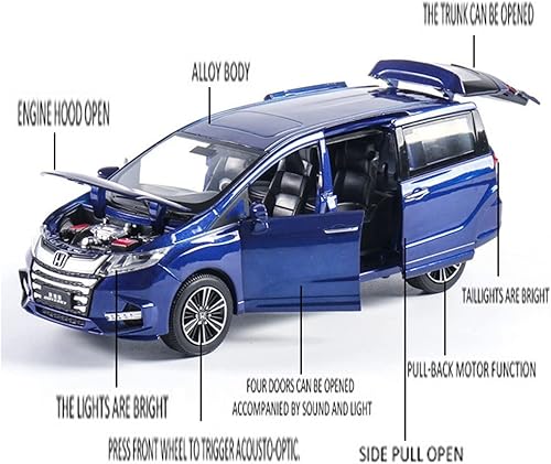 Miniatura 2 de Fundición a presión 132 para Honda Odyssey Aleación Diecast MPV Modelo de juguete Vehículo multiusos de simulación de coche con luz de sonido,