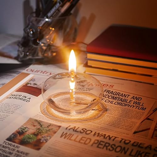 Miniatura 4 de Vela pequeña rellenable de aceite líquido - Vela de aceite de vidrio borosilicato resistente (ovalada)