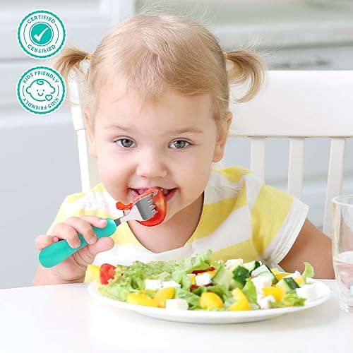 Miniatura 6 de Lehoo Castle Utensilios para niños pequeños, juego de 6 cucharas de tenedor de acero inoxidable, juego de cubiertos para niños pequeños, utensilios