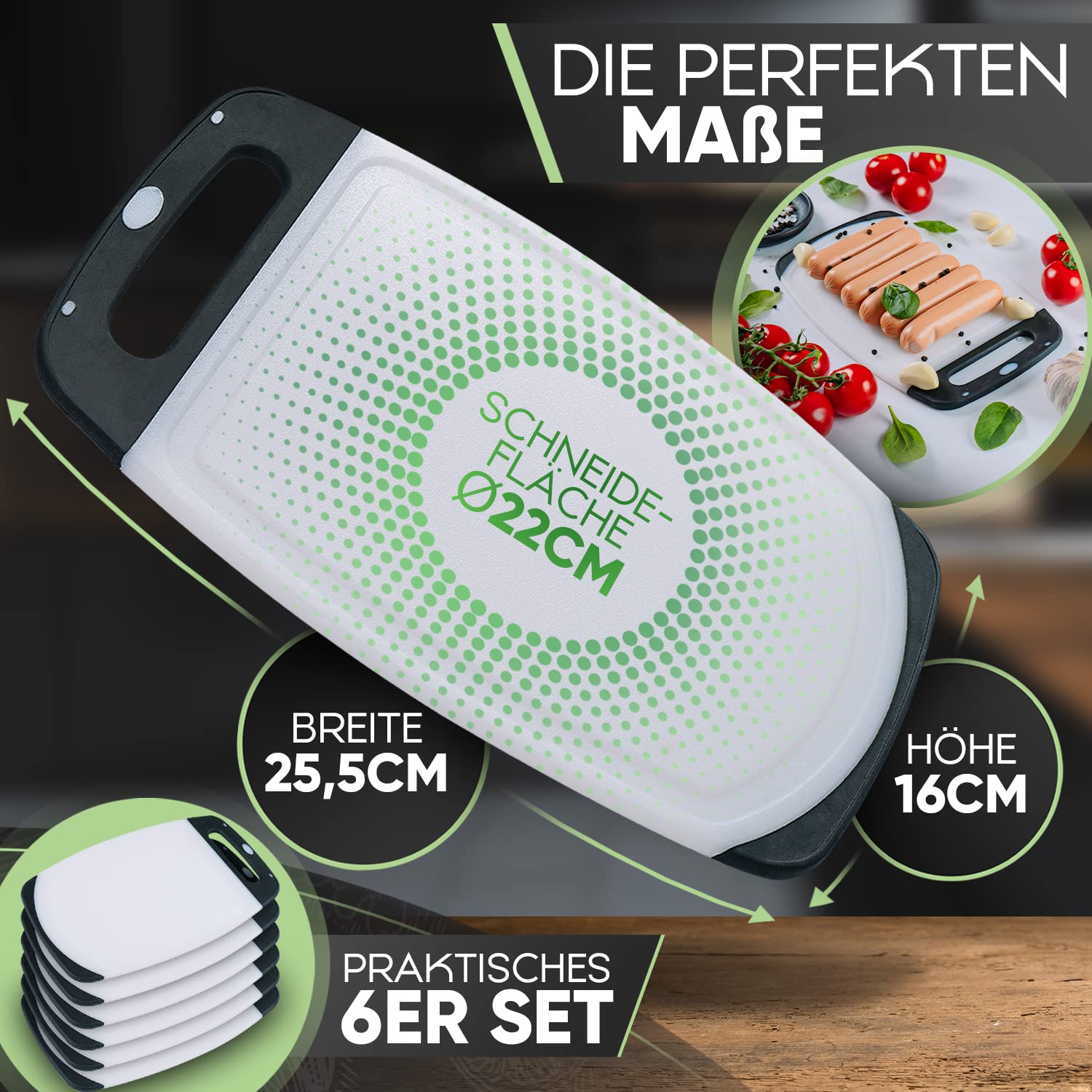 Loco Bird Frühstücksbrettchen Spülmaschinenfest - Brettchen 25x16cm - Schneidebrett Kunststoff BPA freie - Hygienisches Brotzeitbrett für die Küche - vielseitiges Cutting Board in weiß
