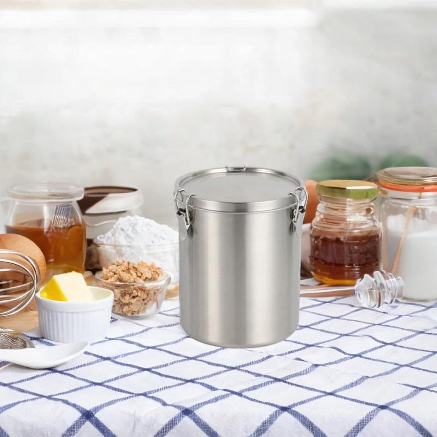Przechowywanie ziaren kawy, gospodarstwo domowe, szczelny pojemnik na ziarna kawy, hermetyczny pojemnik do przechowywania muesli kuchennych, na sole i (2500 ml)