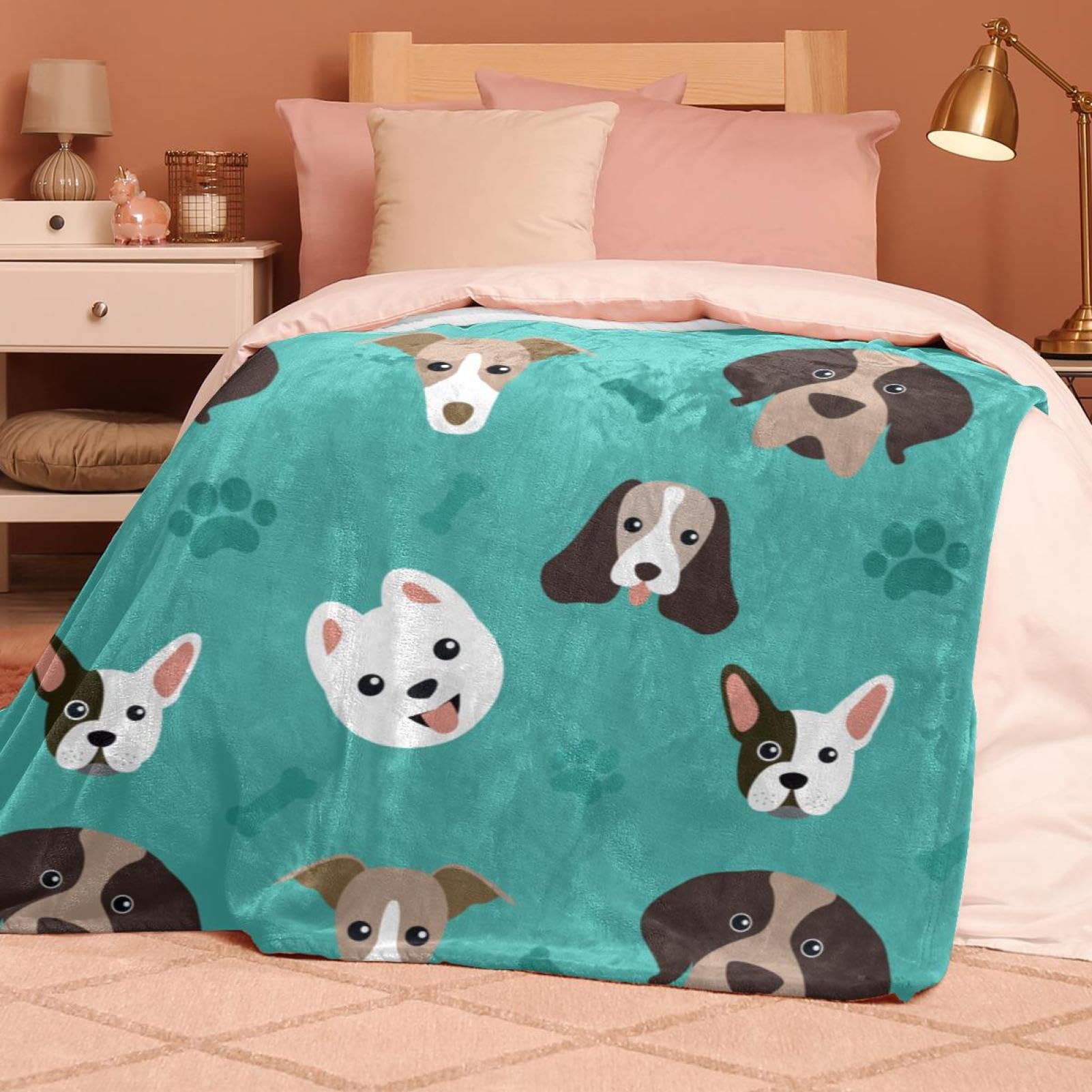Couverture Polaire Patte De Chien Couverture De Canapé Couverture De Lit pour Chambre Salon Bureau 150×200cm