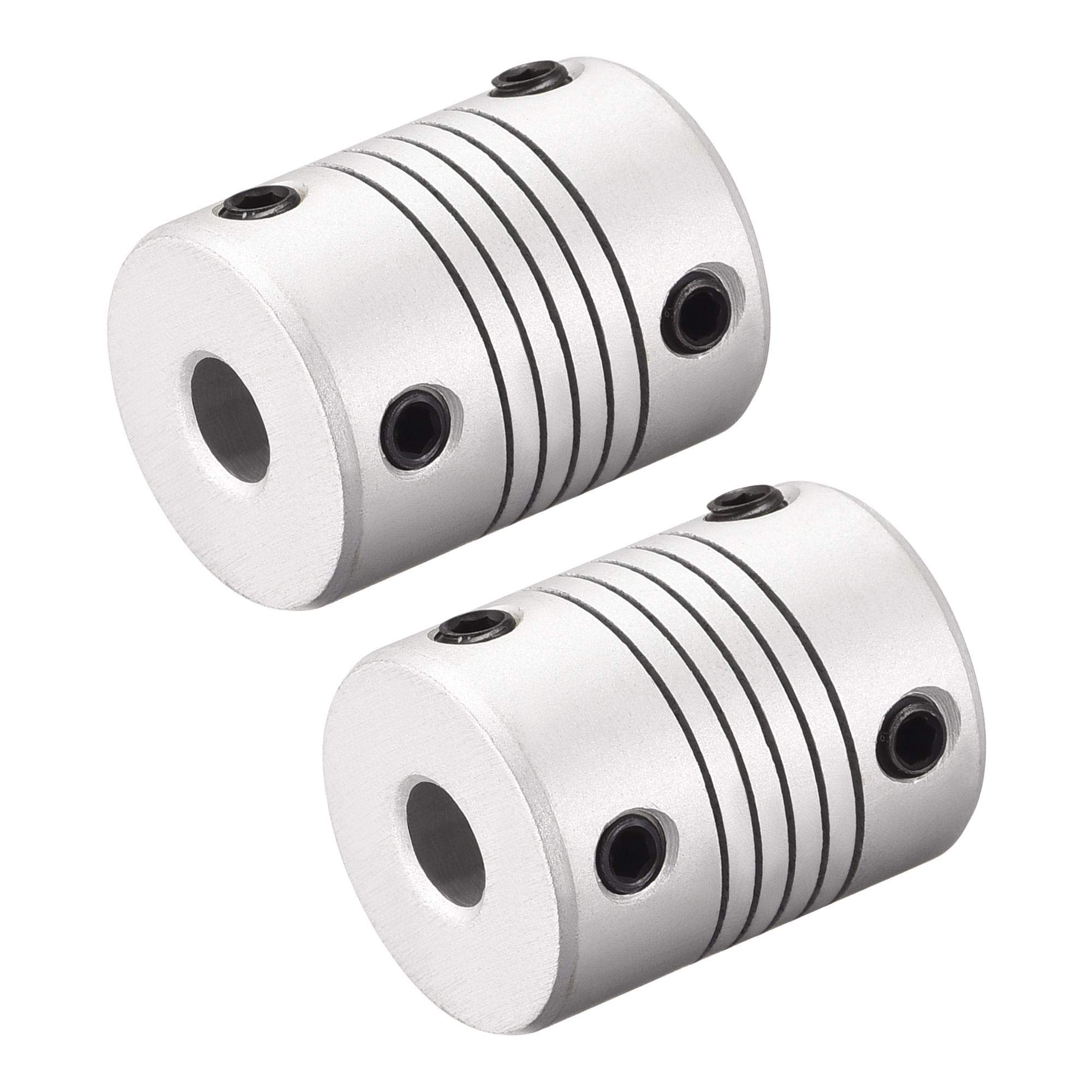 uxcell 6mm to 10mm Aluminum Alloy Shaft Coupling Flexible Coupler Motor Connector Joint L25xD19 Silver,2pcs