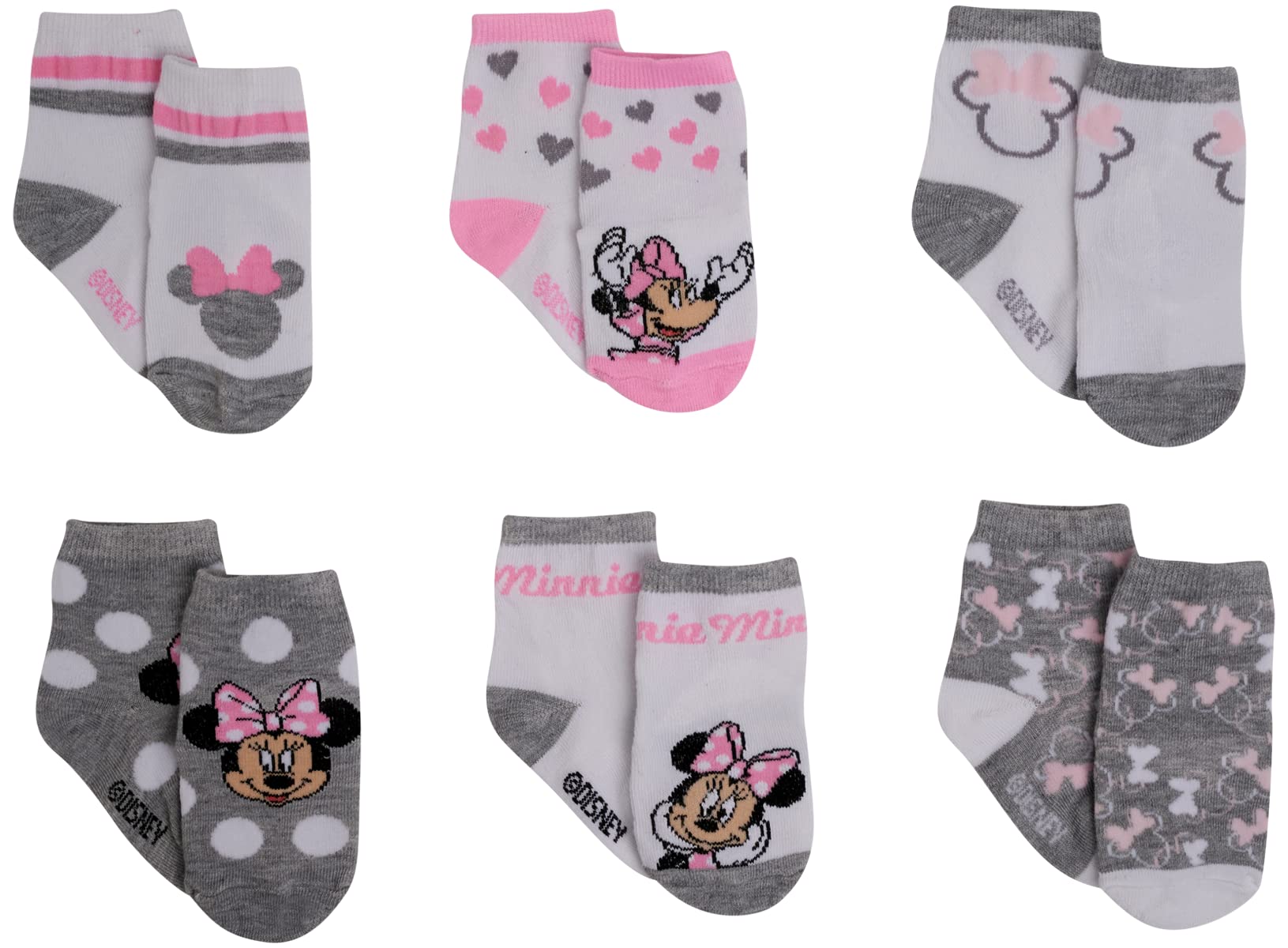 Disney Baby Girls Assorted Minnie Mouse Designs 12 Pair Socks Variety Set, Age 0-24 Months