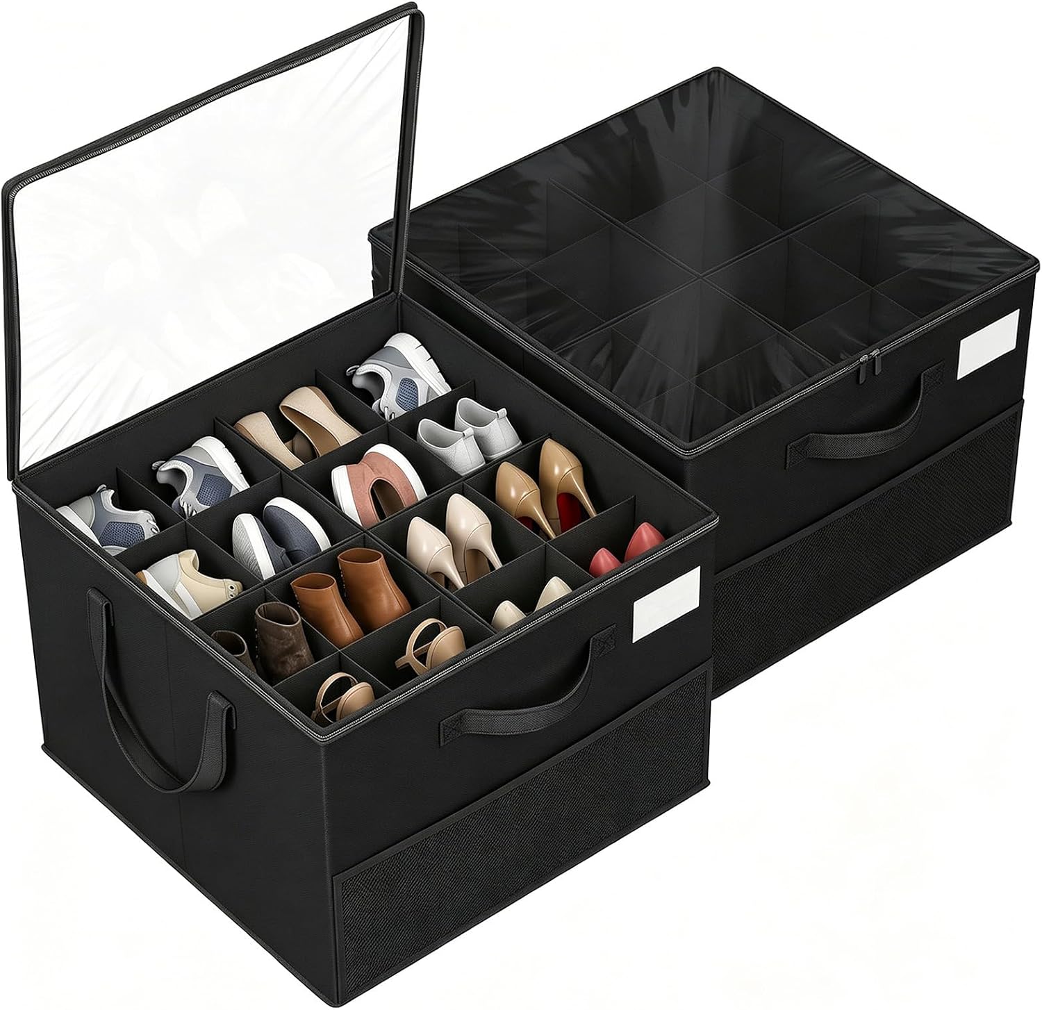 2 Pack Shoe Storage Organizer Box for Closet Adjustable Dividers
