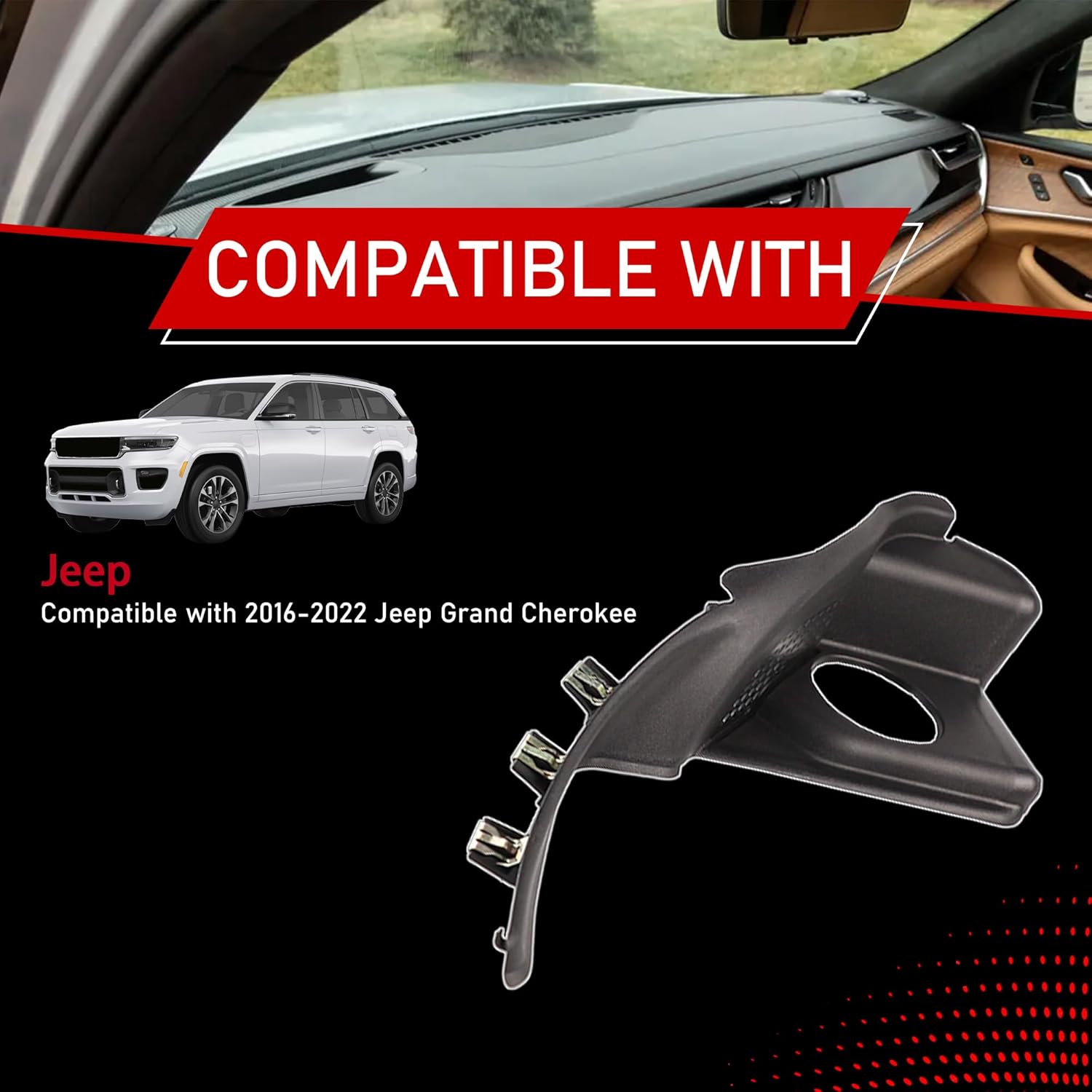 55112951AC Windshield Wiper Cowl Panel Grille Compatible with 2016-2022 Jeep Grand Cherokee Left and Right Front Window Cover Insert Panel Replaces 55112952AC