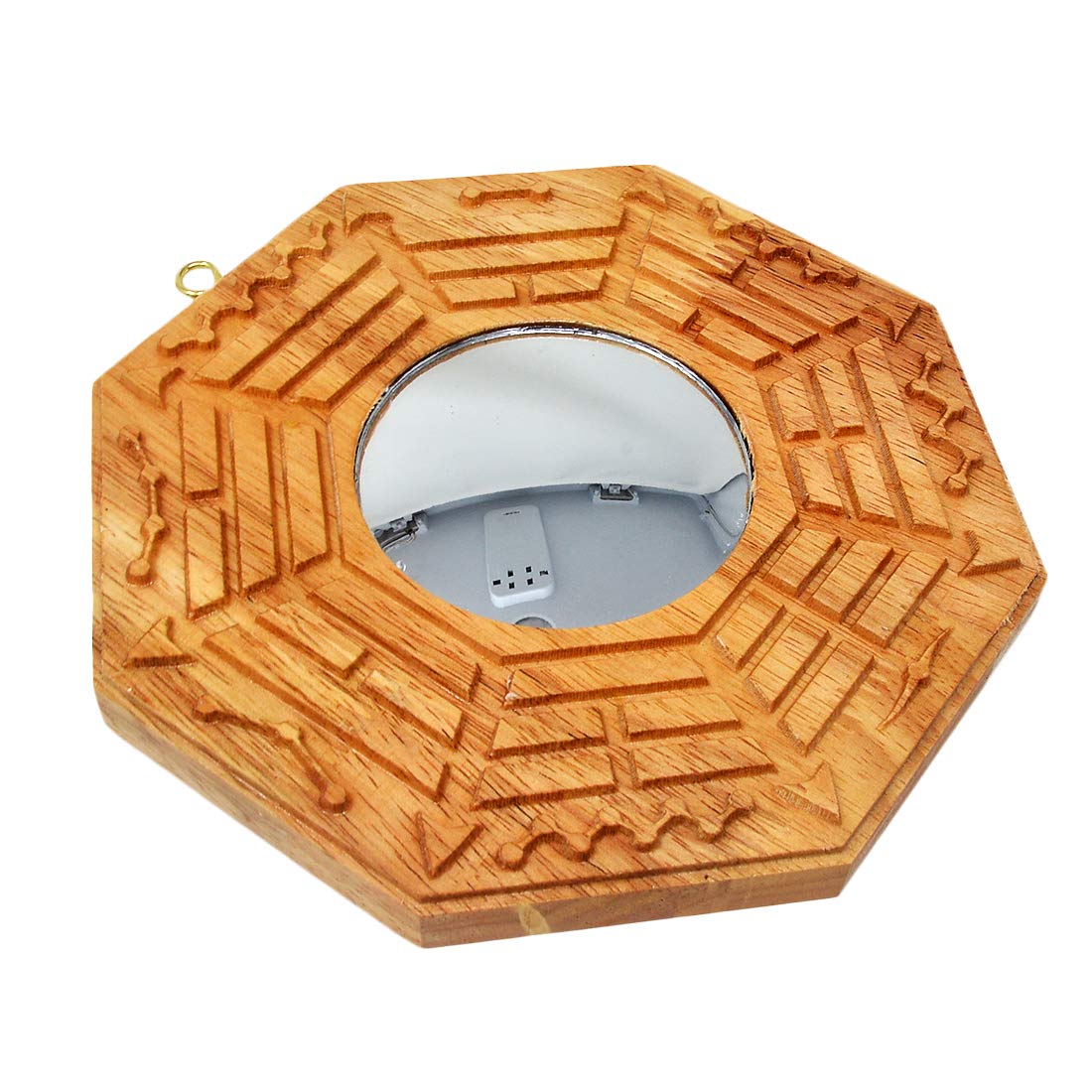 Specchio Bagua Feng Shui In Legno E Metallo Con Braccialetto Portafortuna Rosso | Protezione E Equilibrio Per La Casa