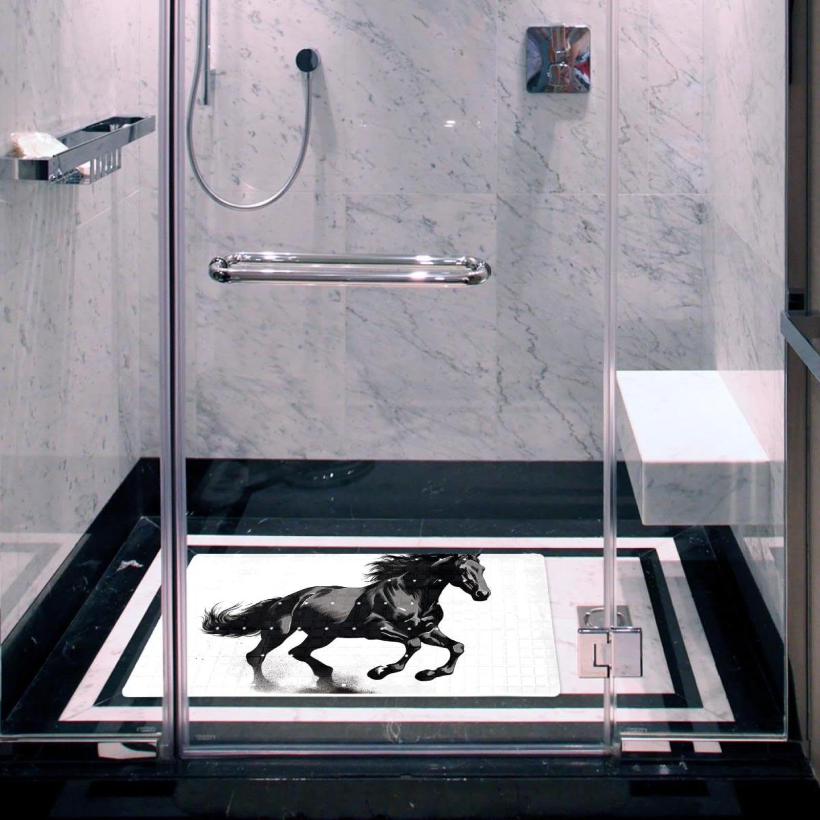 Tapis de bain de qualité supérieure - Antidérapant, facile à nettoyer et sans danger pour toute la famille - Imprimé chevaux