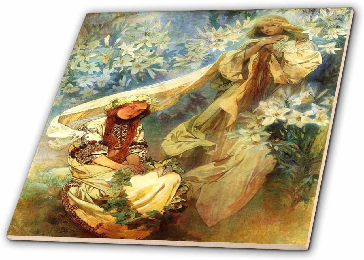3dRose ct_61777_4 Alphonse Muchas Painting Madonna of The Lilies Ceramic Tile, 12"