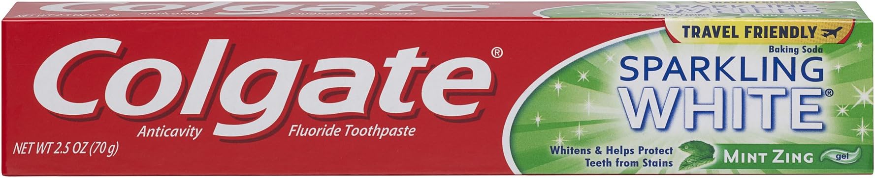 Colgate Sparkling White Gel Toothpaste, Mint Zing, 2.5 Ounce (Pack of 6)