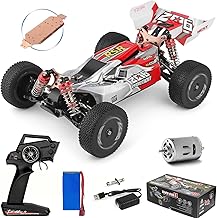 GoolRC WLtoys 144001 Coche RC, 4WD 2.4GHz 60km/h Coche de Control Remoto de Alta Velocidad Todo Terreno, Camiones RC a Escala 1:14 con Chasis de Aleación de Aluminio RTR Motor 550 Regalos para Adultos (Rojo)