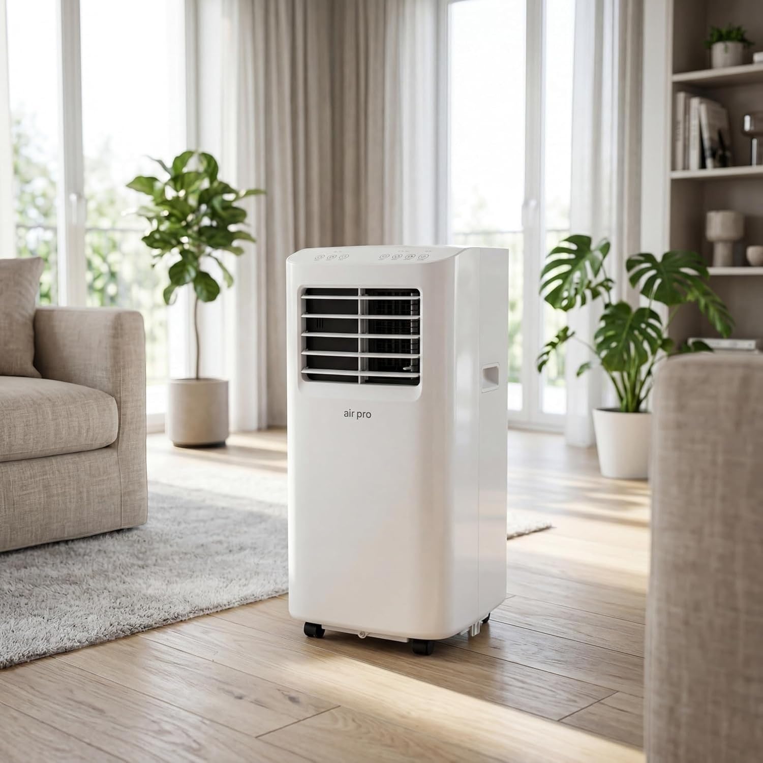 Przenośny Klimatyzator 12000 BTU 4w1 Smart WiFi Pilot 24h Timer Zestaw Zatokowy Wydajne Mobilne Chłodzenie Do Domu Biura 30m² Klasa Energetyczna A, Comes With U, White, 5000 BTU