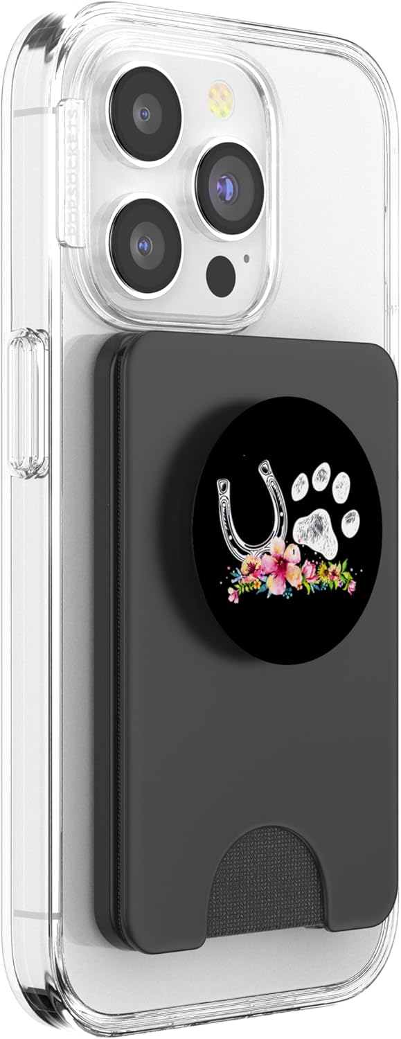 Floral Flowers Horse Lover Pretty Cute Dog Paw Horse Cool PopSockets PopWallet for MagSafe