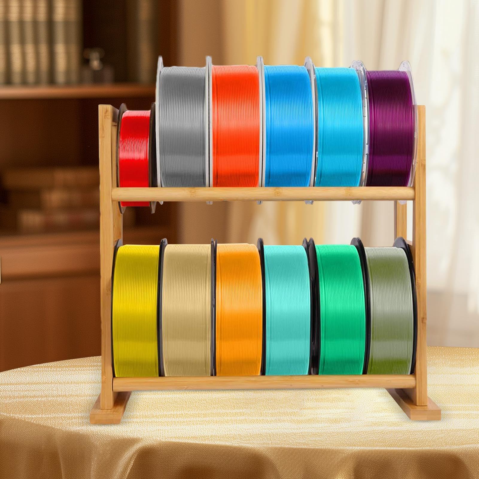 Archiviazione Filamenti 3D Organizzatore A 2 Ripiani Da Scrivania | Rastrelliera Da Desktop Per Stoccaggio Filamenti 3D Supporto Porta Bobine Organizer Stoccaggio per Casa Officina Laboratorio