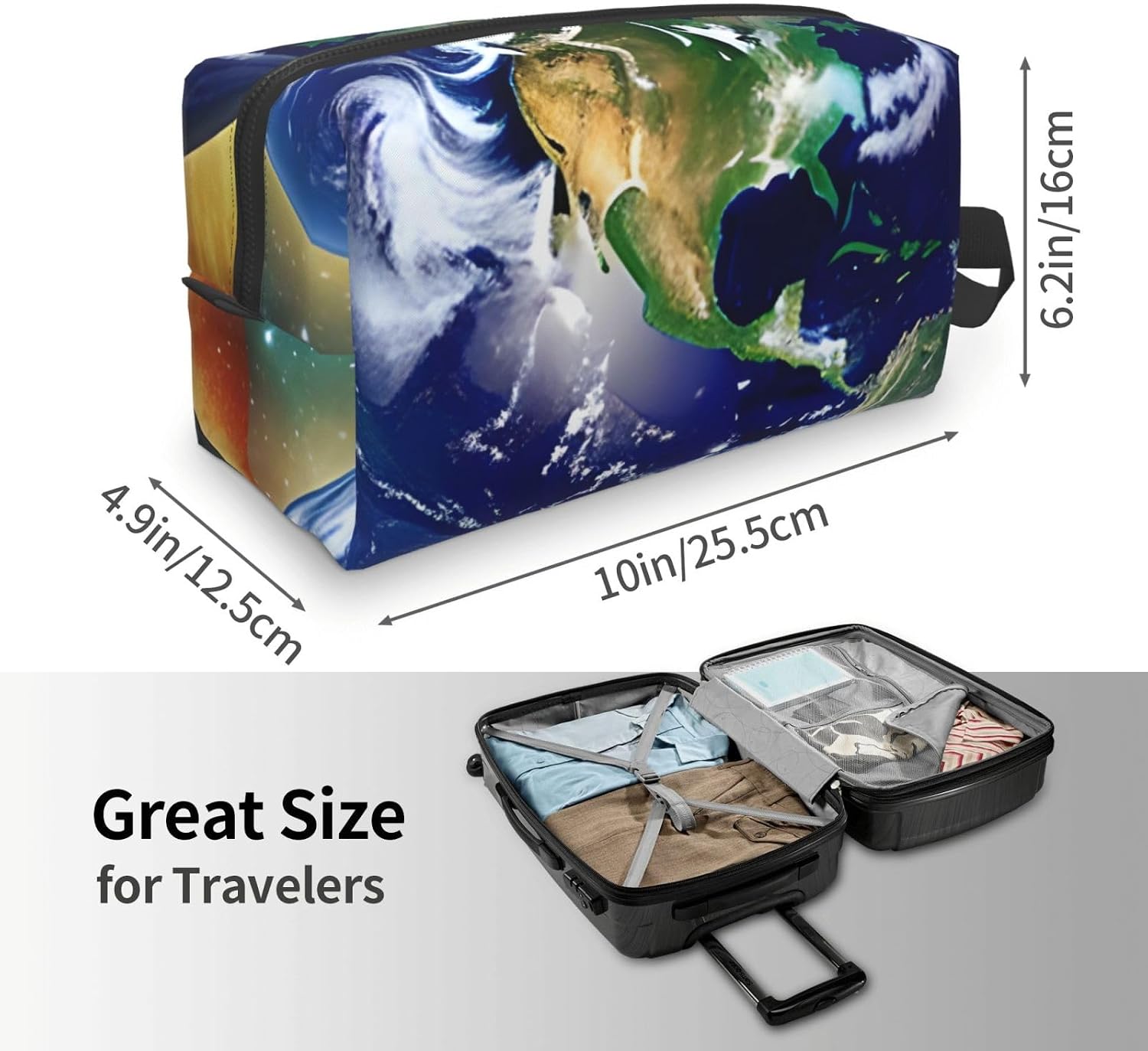 Cosmic Earth Travel Toiletry Bag Multipurpose Portable Large Capacity Storage for Cosmetics and Small Items image 4