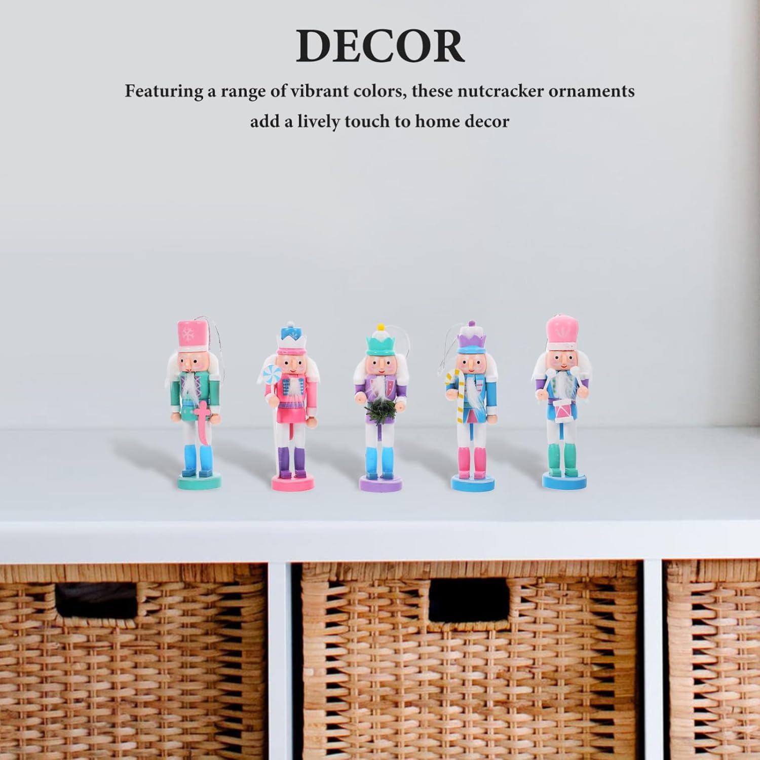 VALICLUD 5PCS Christmas Nutcracker Ornaments Mini Nutcracker Soldier Figures Wooden Hanging Christmas Decorations for Xmas