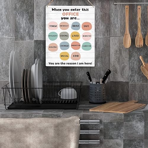 Miniatura 4 de YCYD Letrero colgante de madera moderno y contemporáneo de 8 x 10 pulgadas para terapia, oficina, para aula, hogar, oficina