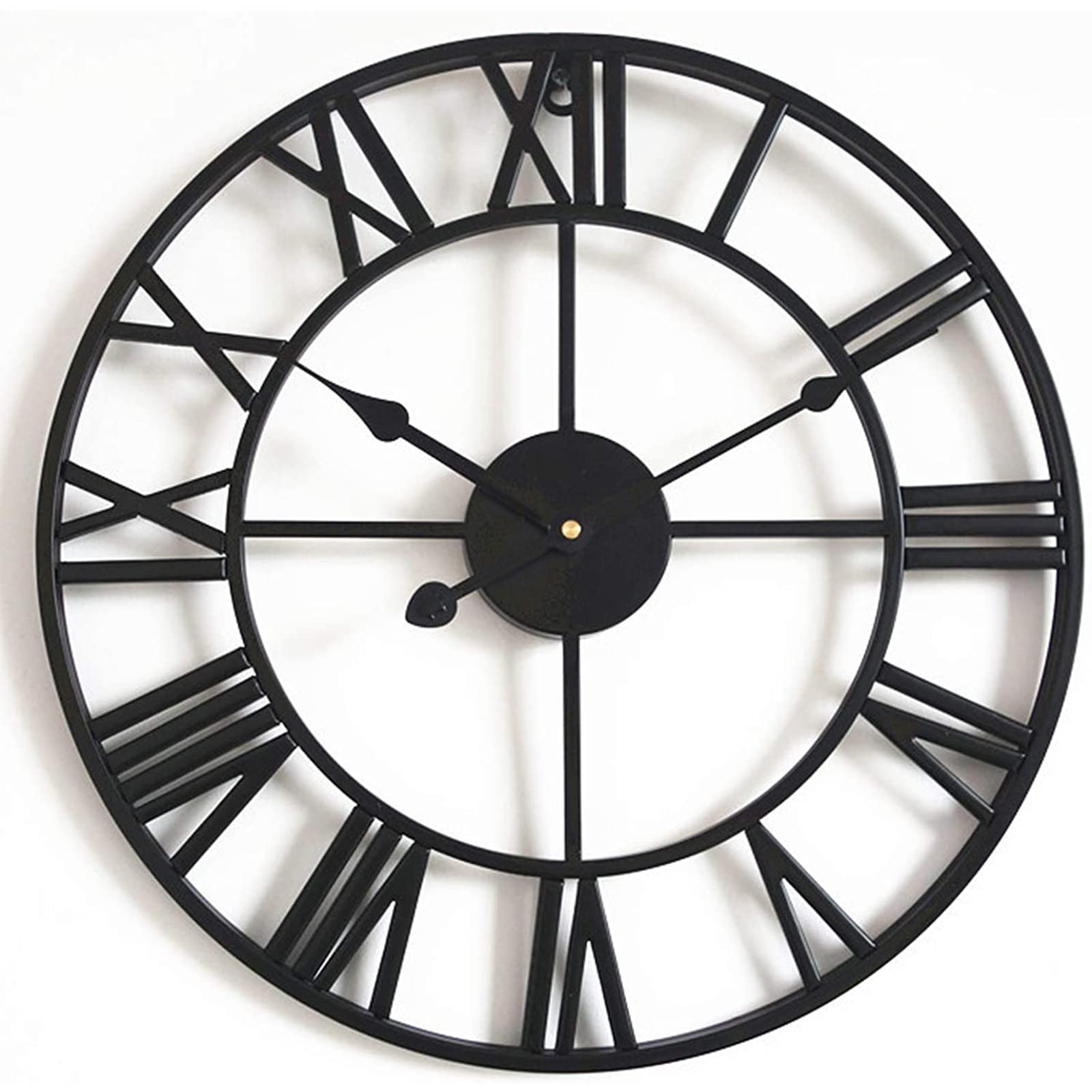 HJtRTDF wall clock， Oversized Rome Numeral Decorative Art Classic Metal Wall Clock, Indoor Silent for(Black,20inch)