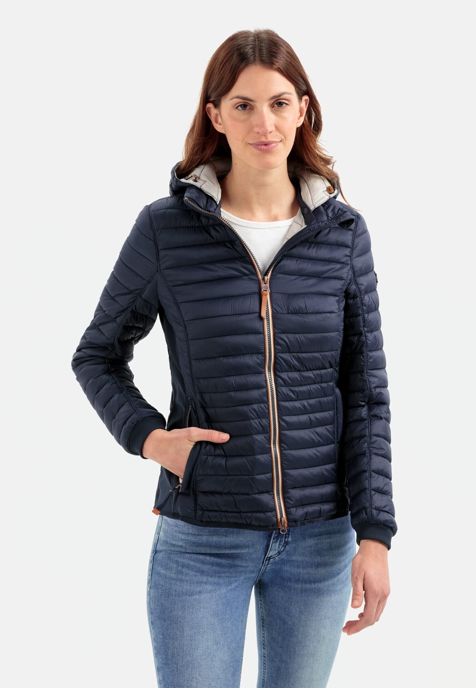 camel active Damen leichte Steppjacke mit Abnehmbarer Kapuze Dunkelblau, womenswear-42