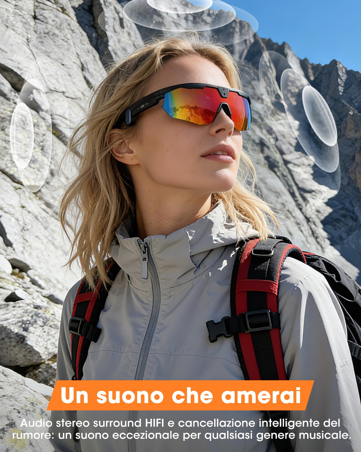 Mingtawn Occhiali Intelligenti con Fotocamera, Ciclismo Occhiali IA per Scattare Foto/Effettuare Chiamate Bluetooth/Riprodurre Musica/Tradurre/Registrare Audio, Occhiali da Sole UV400